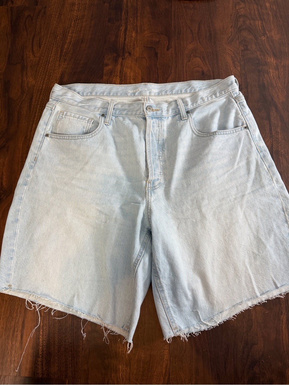 Old Navy Baggy Mid Rise Light Wash Denim Cutoff Shorts